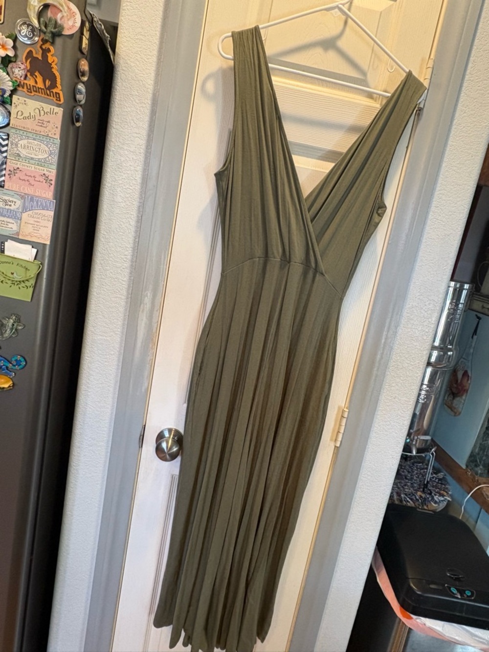 Zenana Outfitters Olive Green Sleeveless Wrap Maxi Dress - Picture 2 of 4